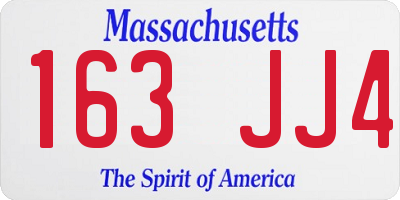 MA license plate 163JJ4