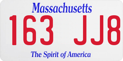 MA license plate 163JJ8