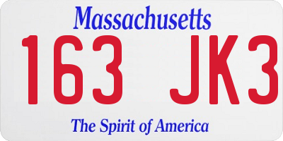 MA license plate 163JK3