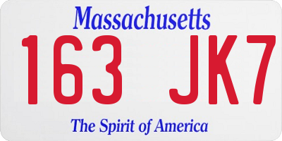 MA license plate 163JK7