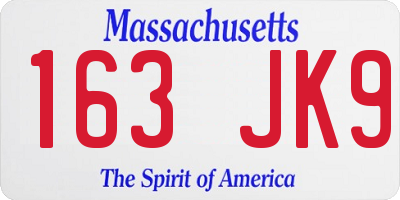 MA license plate 163JK9