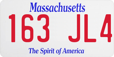 MA license plate 163JL4