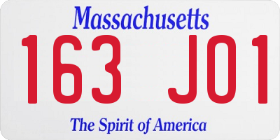 MA license plate 163JO1