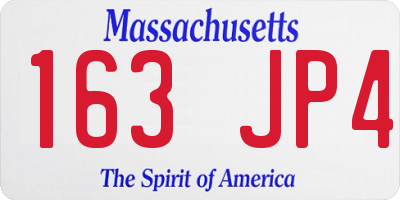 MA license plate 163JP4