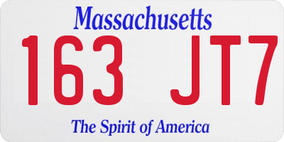 MA license plate 163JT7