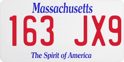 MA license plate 163JX9