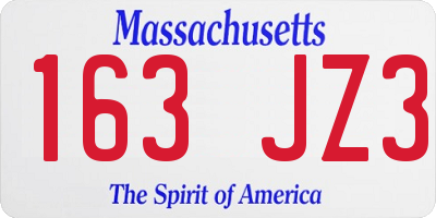 MA license plate 163JZ3