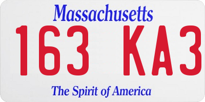 MA license plate 163KA3