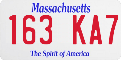 MA license plate 163KA7