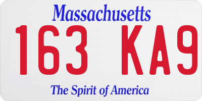 MA license plate 163KA9