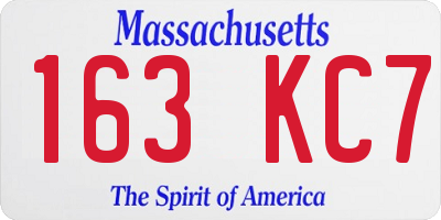 MA license plate 163KC7