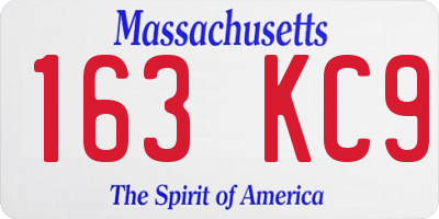MA license plate 163KC9