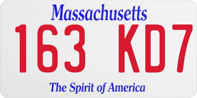 MA license plate 163KD7