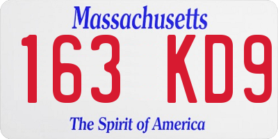 MA license plate 163KD9