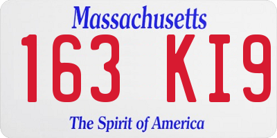 MA license plate 163KI9