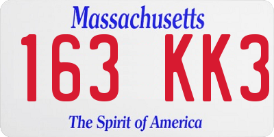 MA license plate 163KK3