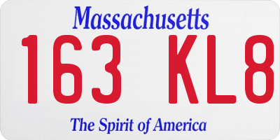 MA license plate 163KL8
