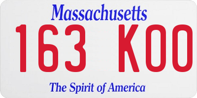 MA license plate 163KO0