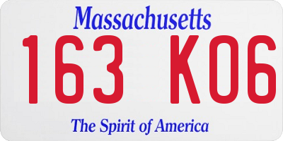 MA license plate 163KO6