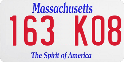 MA license plate 163KO8