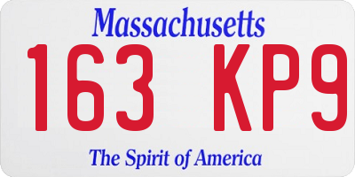 MA license plate 163KP9