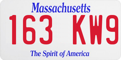 MA license plate 163KW9