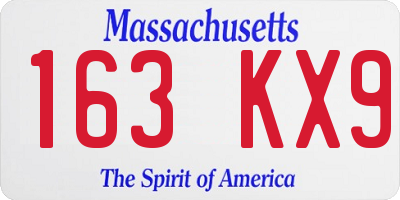 MA license plate 163KX9