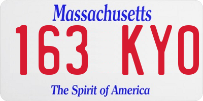 MA license plate 163KY0