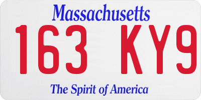MA license plate 163KY9