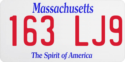 MA license plate 163LJ9