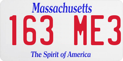MA license plate 163ME3