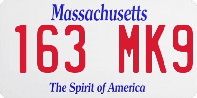 MA license plate 163MK9