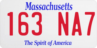 MA license plate 163NA7