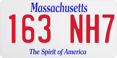 MA license plate 163NH7