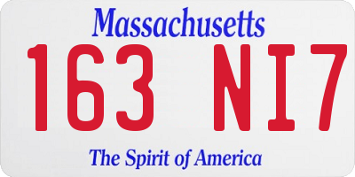 MA license plate 163NI7