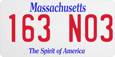 MA license plate 163NO3