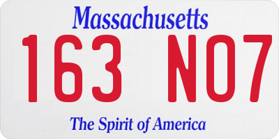 MA license plate 163NO7