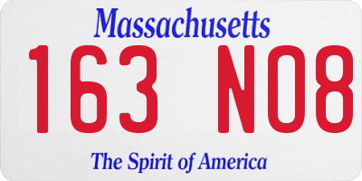 MA license plate 163NO8