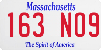 MA license plate 163NO9