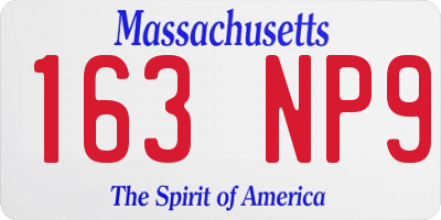 MA license plate 163NP9