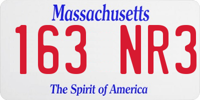 MA license plate 163NR3