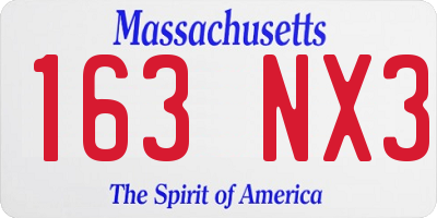 MA license plate 163NX3