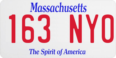 MA license plate 163NY0