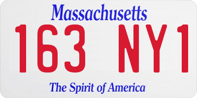 MA license plate 163NY1