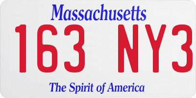 MA license plate 163NY3