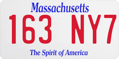 MA license plate 163NY7