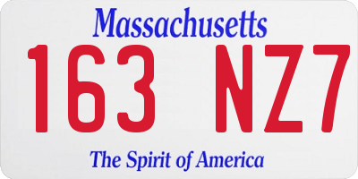 MA license plate 163NZ7