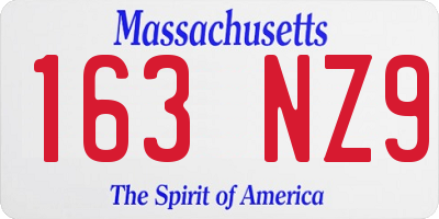 MA license plate 163NZ9