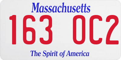 MA license plate 163OC2