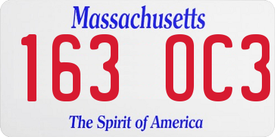MA license plate 163OC3